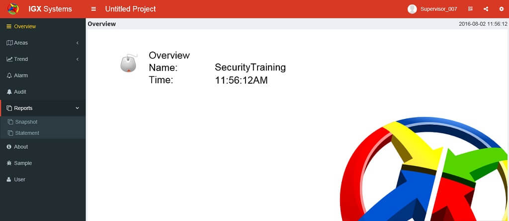 SCADA training SCADA security user Supervisor login HMI screen menu