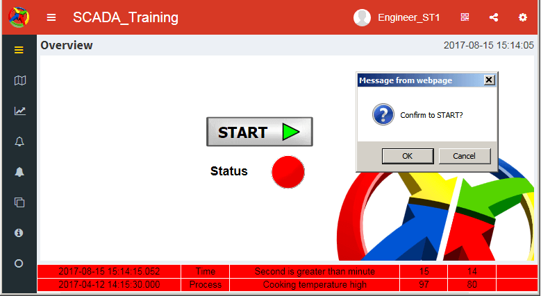 Ecava IntegraXor SCADA training user authorization confirmation prompt
